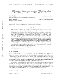 Bibliographic Analysis on Research Publications using Authors,
  Categorical Labels and the Citation Network