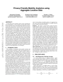 Privacy-Friendly Mobility Analytics using Aggregate Location Data