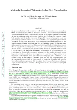 Minimally Supervised Written-to-Spoken Text Normalization