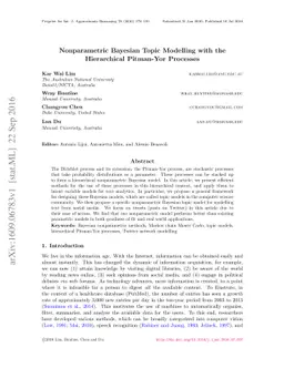 Nonparametric Bayesian Topic Modelling with the Hierarchical Pitman-Yor
  Processes