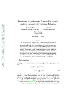 Decoupled Asynchronous Proximal Stochastic Gradient Descent with
  Variance Reduction