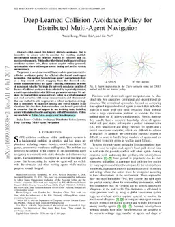 Deep-Learned Collision Avoidance Policy for Distributed Multi-Agent
  Navigation