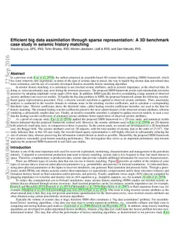 Efficient big data assimilation through sparse representation: A 3D
  benchmark case study in seismic history matching