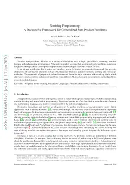 Semiring Programming: A Declarative Framework for Generalized Sum
  Product Problems