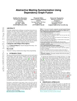 Abstractive Meeting Summarization UsingDependency Graph Fusion