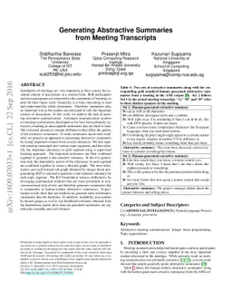Generating Abstractive Summaries from Meeting Transcripts