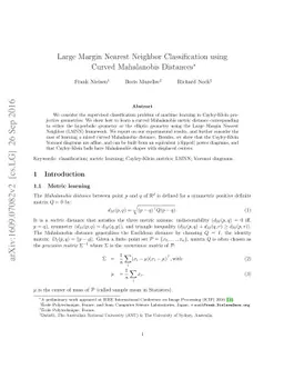 Large Margin Nearest Neighbor Classification using Curved Mahalanobis
  Distances