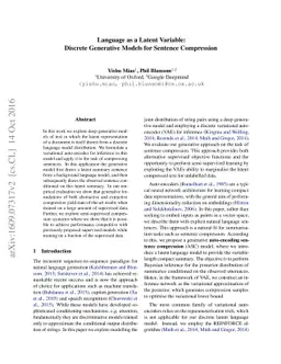 Language as a Latent Variable: Discrete Generative Models for Sentence
  Compression