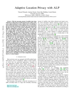 Adaptive Location Privacy with ALP