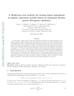 A Wald-type test statistic for testing linear hypothesis in logistic
  regression models based on minimum density power divergence estimator
