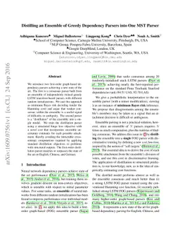 Distilling an Ensemble of Greedy Dependency Parsers into One MST Parser
