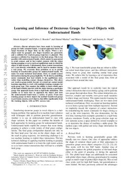 Learning and Inference of Dexterous Grasps for Novel Objects with
  Underactuated Hands