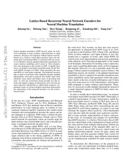 Lattice-Based Recurrent Neural Network Encoders for Neural Machine
  Translation