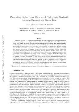 Calculating higher-order moments of phylogenetic stochastic mapping
  summaries in linear time