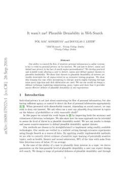 It wasn't me! Plausible Deniability in Web Search