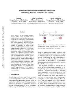 Toward Socially-Infused Information Extraction: Embedding Authors,
  Mentions, and Entities
