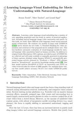 Learning Language-Visual Embedding for Movie Understanding with
  Natural-Language