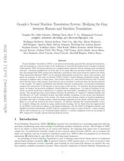 Google's Neural Machine Translation System: Bridging the Gap between
  Human and Machine Translation