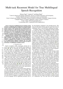 Multi-task Recurrent Model for True Multilingual Speech Recognition