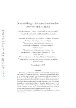 Optimal design of observational studies: overview and synthesis