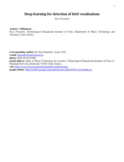 Deep learning for detection of bird vocalisations