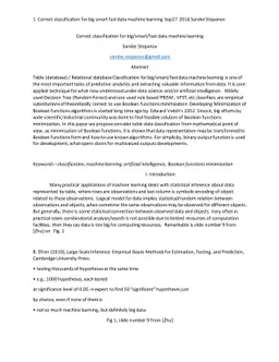 Correct classification for big/smart/fast data machine learning