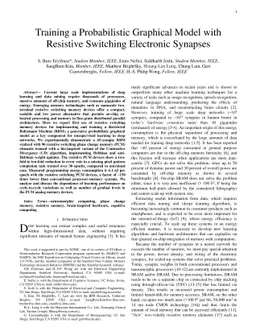 Training a Probabilistic Graphical Model with Resistive Switching
  Electronic Synapses