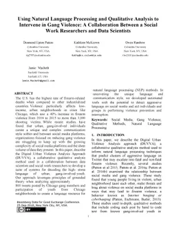 Using Natural Language Processing and Qualitative Analysis to Intervene
  in Gang Violence: A Collaboration Between Social Work Researchers and Data
  Scientists