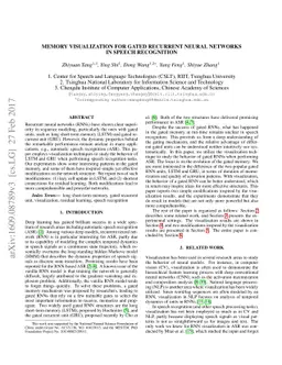 Memory Visualization for Gated Recurrent Neural Networks in Speech
  Recognition
