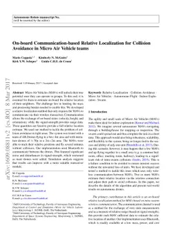 On-board Communication-based Relative Localization for Collision
  Avoidance in Micro Air Vehicle teams
