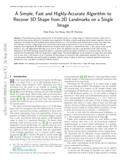 A Simple, Fast and Highly-Accurate Algorithm to Recover 3D Shape from 2D
  Landmarks on a Single Image