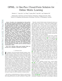 OPML: A One-Pass Closed-Form Solution for Online Metric Learning