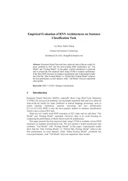 Empirical Evaluation of RNN Architectures on Sentence Classification
  Task