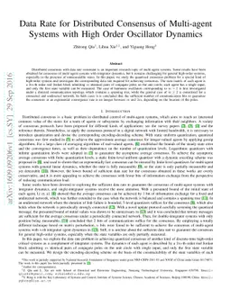Data Rate for Distributed Consensus of Multi-agent Systems with High
  Order Oscillator Dynamics