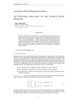 Charged Point Normalization: An Efficient Solution to the Saddle Point
  Problem