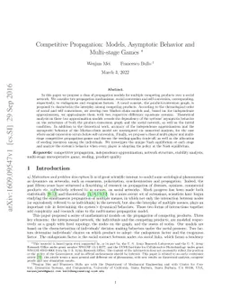 Competitive Propagation: Models, Asymptotic Behavior and Multi-stage
  Games