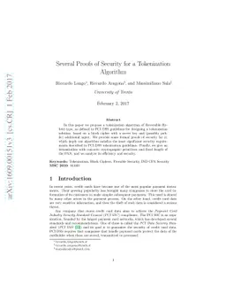 Several Proofs of Security for a Tokenization Algorithm