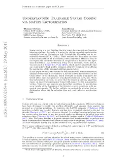 Understanding Trainable Sparse Coding via Matrix Factorization