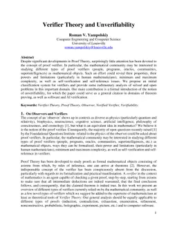 Verifier Theory and Unverifiability