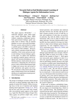 Towards End-to-End Reinforcement Learning of Dialogue Agents for
  Information Access