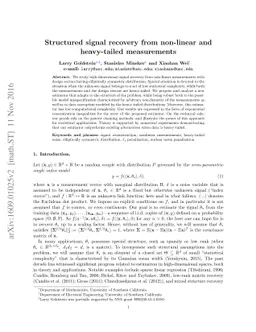 Structured signal recovery from non-linear and heavy-tailed measurements