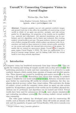 UnrealCV: Connecting Computer Vision to Unreal Engine