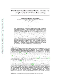 Evolutionary Synthesis of Deep Neural Networks via Synaptic
  Cluster-driven Genetic Encoding