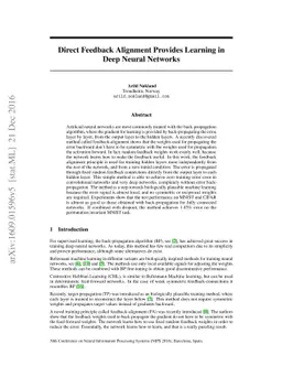 Direct Feedback Alignment Provides Learning in Deep Neural Networks