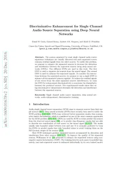 Discriminative Enhancement for Single Channel Audio Source Separation
  using Deep Neural Networks