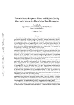 Towards Better Response Times and Higher-Quality Queries in Interactive
  Knowledge Base Debugging