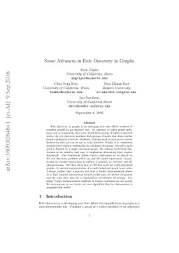 Some Advances in Role Discovery in Graphs