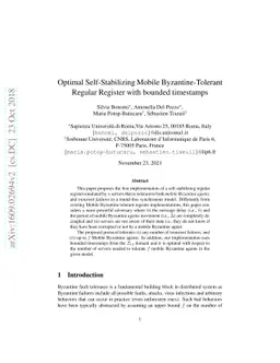 Optimal Self-Stabilizing Mobile Byzantine-Tolerant Regular Register with
  bounded timestamp