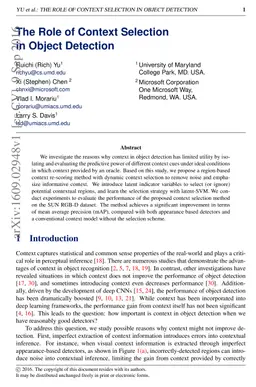 The Role of Context Selection in Object Detection