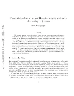 Phase retrieval with random Gaussian sensing vectors by alternating
  projections
